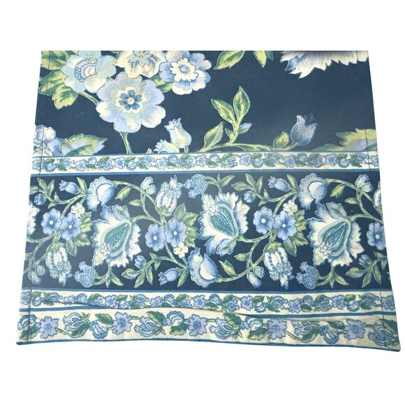 VTG April Cornell Floral Table Runner Plus 2 Place Mats W Navy Blue & Green Patt - Picture 4 of 16